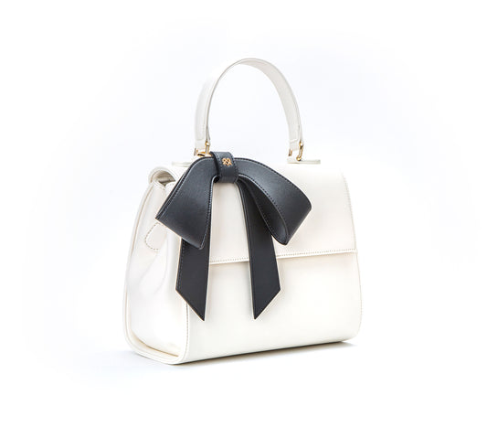 Cottontail - White+Black Vegan Leather Bag