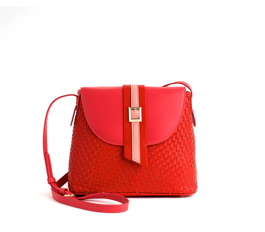 Kate - Red Vegan Basket Weave Bag